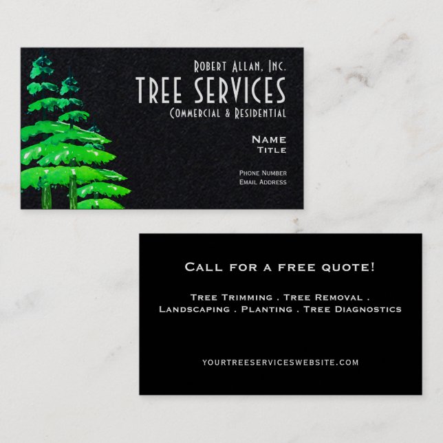 Tree Services Standard, 3,5" x 2,0" Visitenkarte (Vorne/Hinten)