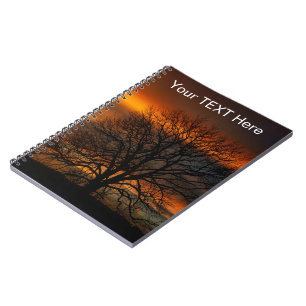 Tree Silhouette Sunset Unique Notebook Notizblock