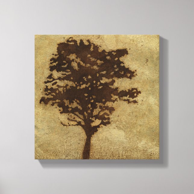 Tree-Silhouette über Bronze-Hintergrund Leinwanddruck (Vorderseite)