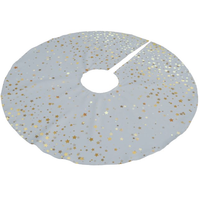 Tree Skirt-Gold Stars Polyester Weihnachtsbaumdecke (Schrägansicht)