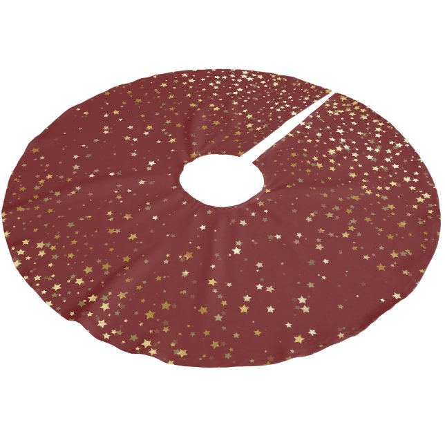Tree Skirt-Gold Stars Polyester Weihnachtsbaumdecke (Schrägansicht)