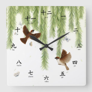 Tree Sparrows Kanji Numbers Romaji Pronunciaton Sq Quadratische Wanduhr