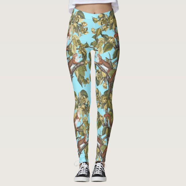 Tree Squirrels Animal Print Squirrel Pattern Print Leggings (Vorderseite)