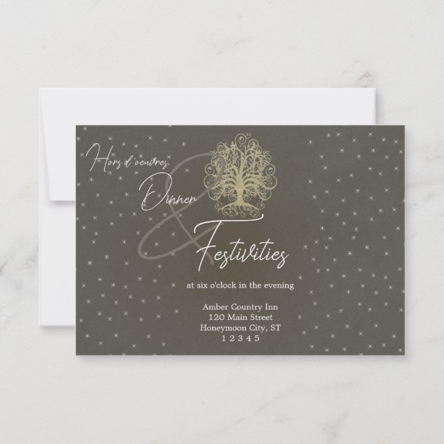 Tree Stars Hochzeitskarte Gold Swirl Einladung (Rückseite)