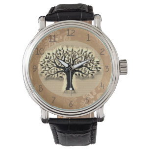 Tree steht vor einer Landschaftsuhr Armbanduhr