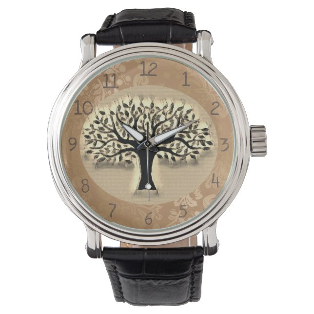 Tree steht vor einer Landschaftsuhr Armbanduhr (Vorderseite)