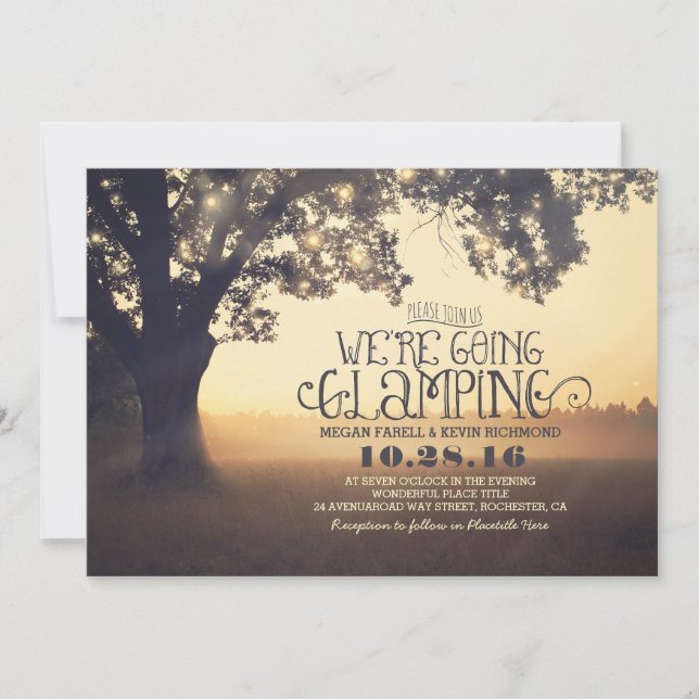 Tree String Lights - Wir gehen Glanzhochzeit Einladung (Vorderseite)