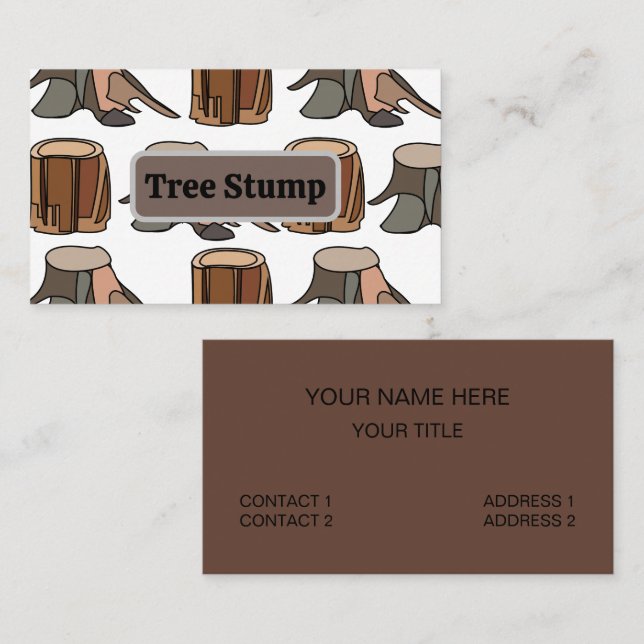 Tree Stump Arborist Tree Surgeon Tree Service Visitenkarte (Vorne/Hinten)