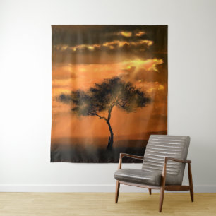 Tree Sunams Sunrise Tapestry Wandteppich