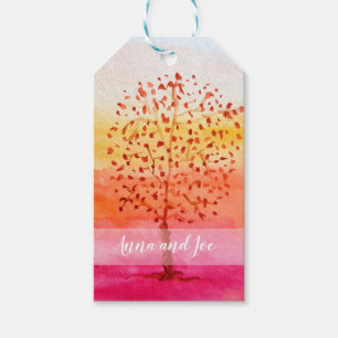 Tree Sunset Wasserfarbe Handgestrichen Geschenkanhänger