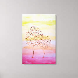 Tree Sunset Wasserfarbe Handgestrichen Leinwanddruck
