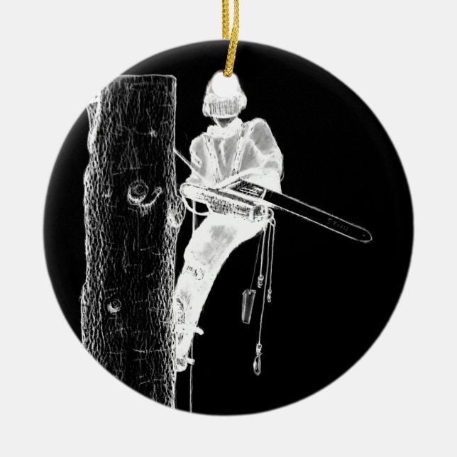 Tree Surgeon Arborist at work present Chainsaw Keramikornament (Vorne)
