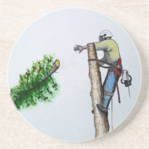 Tree Surgeon Arborist at work present Getränkeuntersetzer
