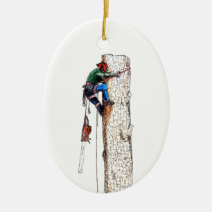 Tree Surgeon Arborist Chainsaw Keramik Ornament