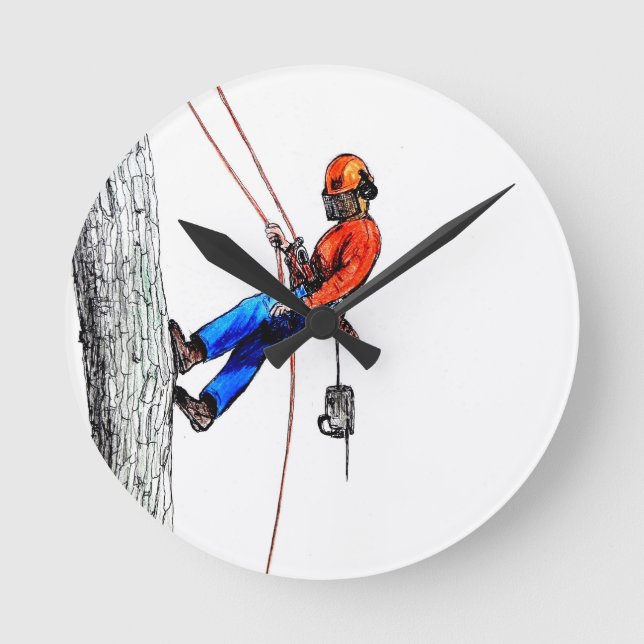 Tree Surgeon Arborist Runde Wanduhr (Vorderseite)
