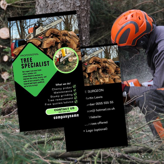 Tree Surgeon Business Card | Arborist & Tree Care  Visitenkarte (Von Creator hochgeladen)