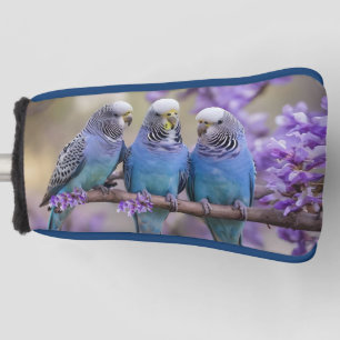 Tree Top Chatter: Blue Budgies in Jacaranda Tree, Golf Headcover