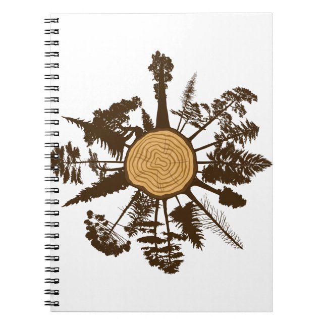 Tree Trunk Cross Section Growth Rings Pine Trees Notizblock (Vorderseite)