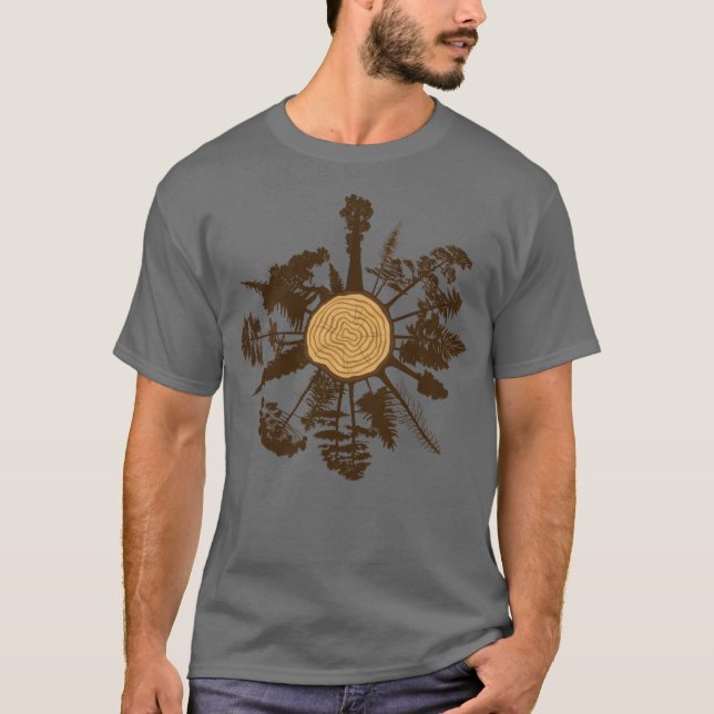 Tree Trunk Cross Section Growth Rings Pine Trees T-Shirt (Vorderseite)