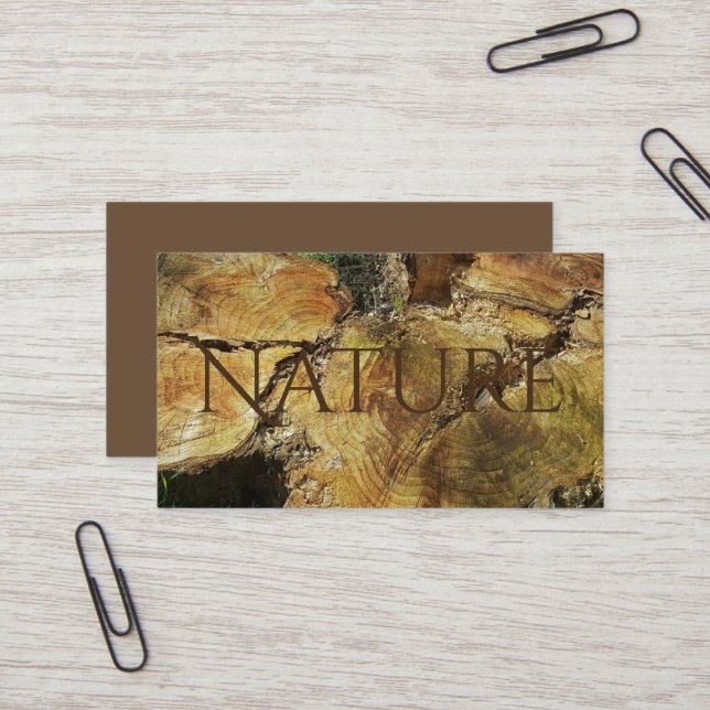 Tree Trunk Nature Fotografy Rustic Brown Wood Visitenkarte (Vorderseite/Rückseite Beispiel)
