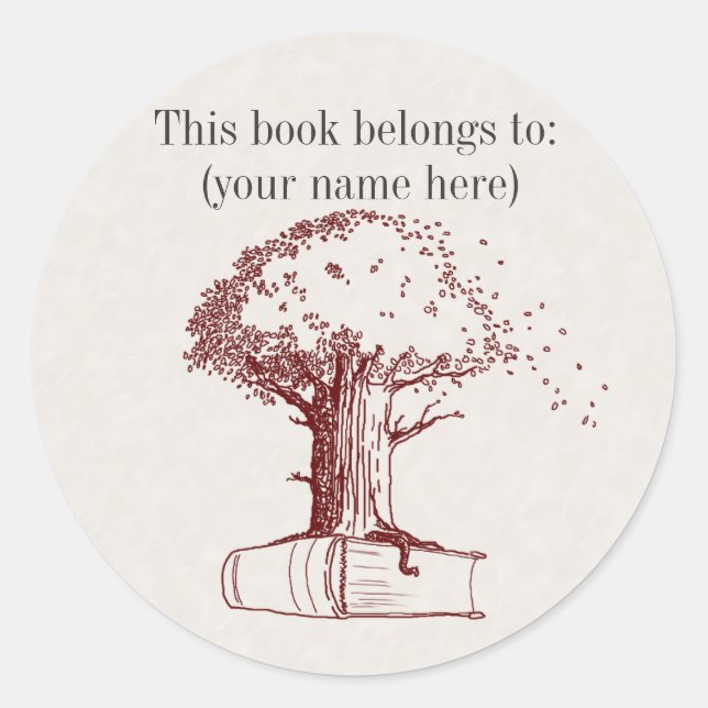 Tree und ein Buch Runder Aufkleber (Vorderseite)