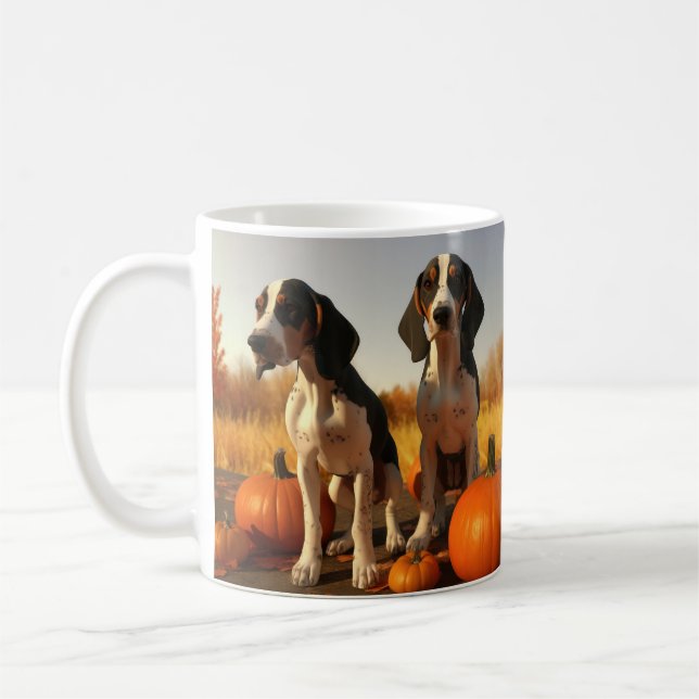 Tree Walker Coonhound Welpe Autumn Pumpkin Kaffeetasse (Links)