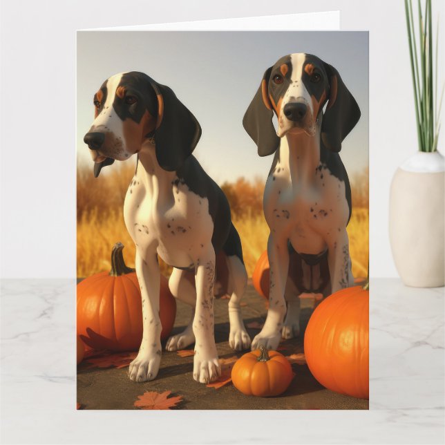Tree Walker Coonhound Welpe Autumn Pumpkin Karte (Vorderseite)