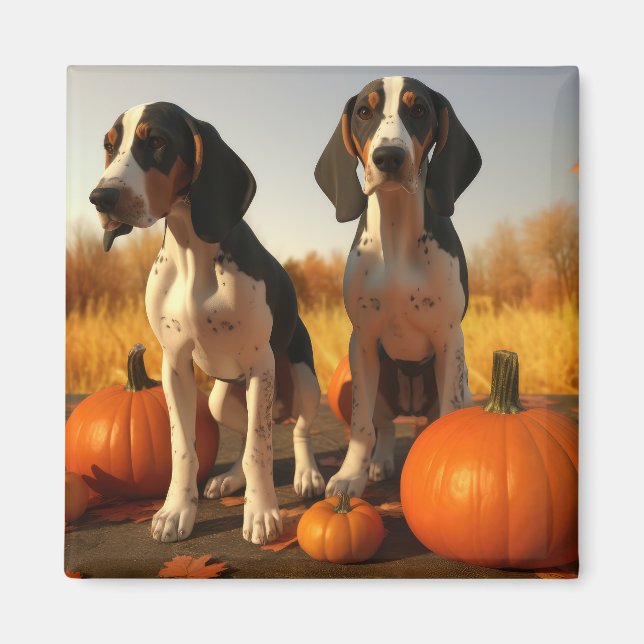 Tree Walker Coonhound Welpe Autumn Pumpkin Magnet (Vorne)