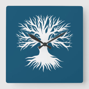 Tree Winter Quadratische Wanduhr