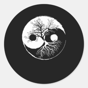 Tree Yin Yang Bonsai China Harmonie Meditation Ges Runder Aufkleber