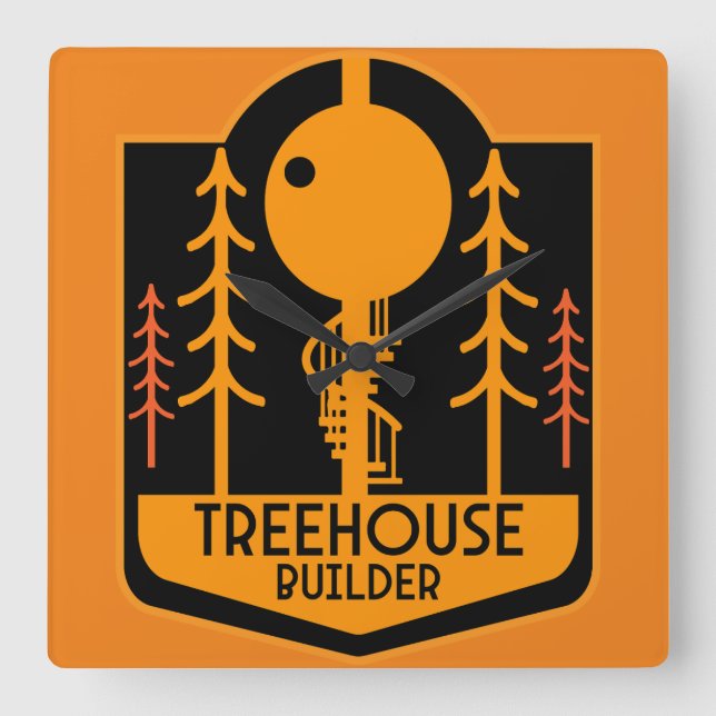 Treehouse Master Builder Quadratische Wanduhr (Vorderseite)