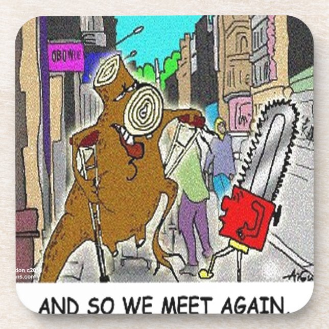 Treehugger Rick London Cartoon Funny Gifts Untersetzer (Vorderseite)