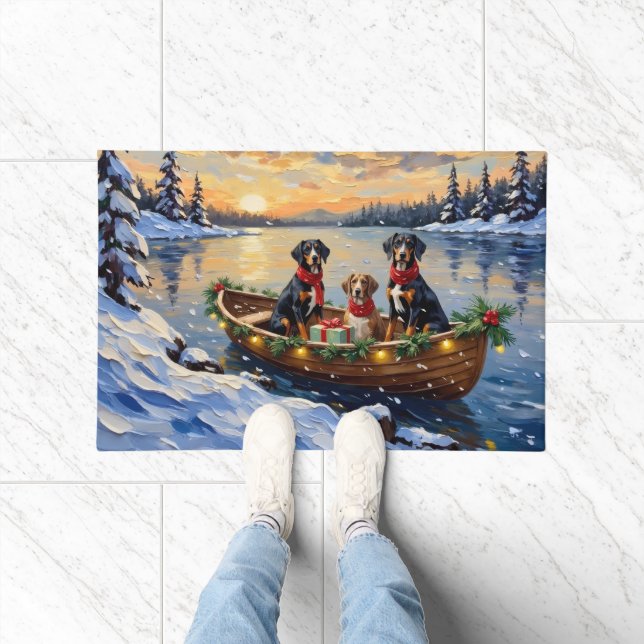 Treeing Walker Coonhound Christmas Boat Holiday Fußmatte (Indoor)