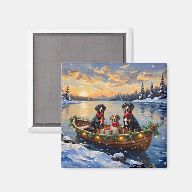 Treeing Walker Coonhound Christmas Boat Holiday Magnet (Vorderseite/Rückseite)