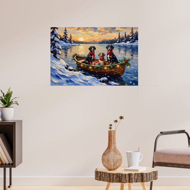 Treeing Walker Coonhound Christmas Boat Holiday Poster (Wohnzimmer 3)