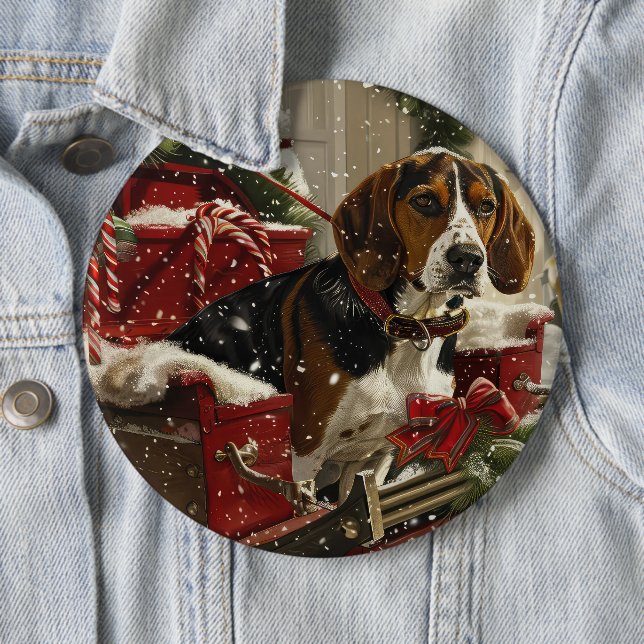 Treeing Walker Coonhound Dog Christmas Festive Button (Beispiel)