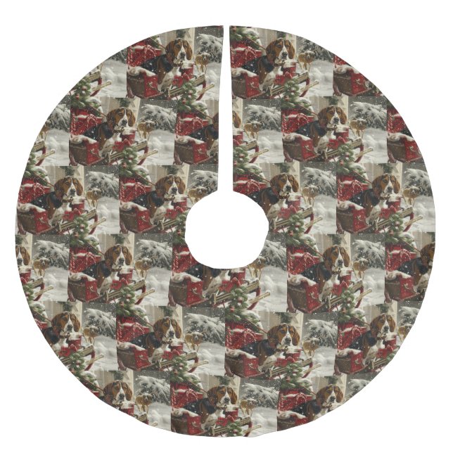 Treeing Walker Coonhound Dog Christmas Festive Polyester Weihnachtsbaumdecke (Vorderseite)