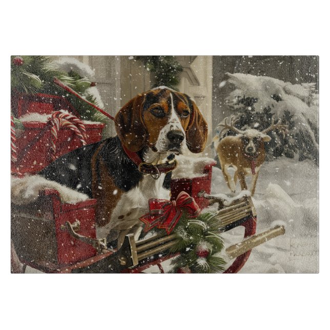 Treeing Walker Coonhound Dog Christmas Festive Schneidebrett (Vorderseite)