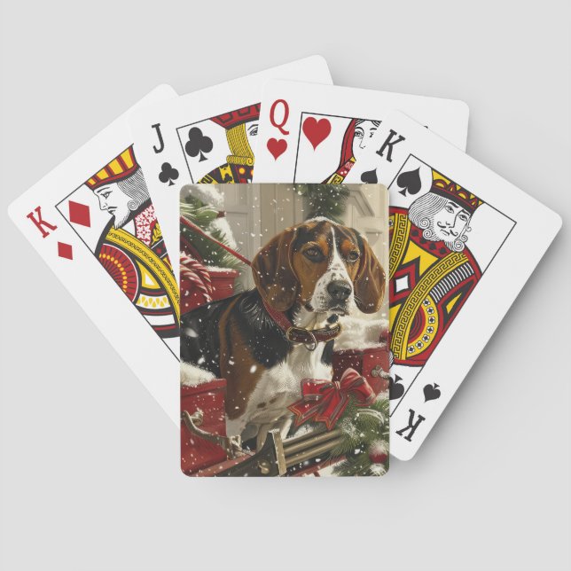 Treeing Walker Coonhound Dog Christmas Festive Spielkarten (Rückseite)