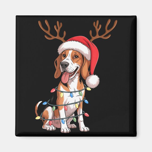 Treeing Walker Coonhound Dog Christmas Lights Sant Magnet (Vorne)
