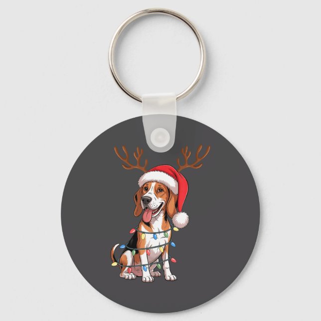 Treeing Walker Coonhound Dog Christmas Lights Sant Schlüsselanhänger (Vorderseite)