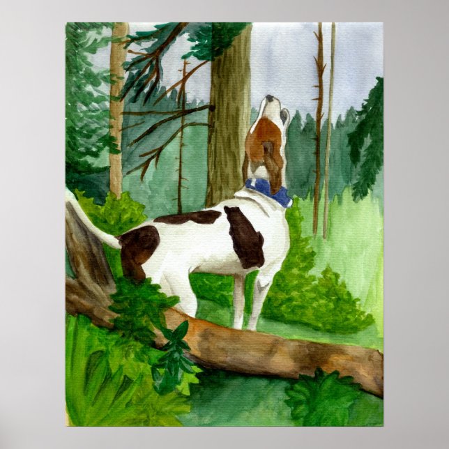 Treeing Walker Coonhound Dog Portrait Poster (Vorne)