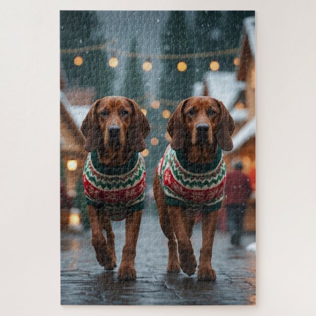 Treeing Walker Coonhound Dogs Christmas Snow  (Vertikal)