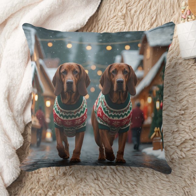 Treeing Walker Coonhound Dogs Christmas Snow  Kissen (Decke)