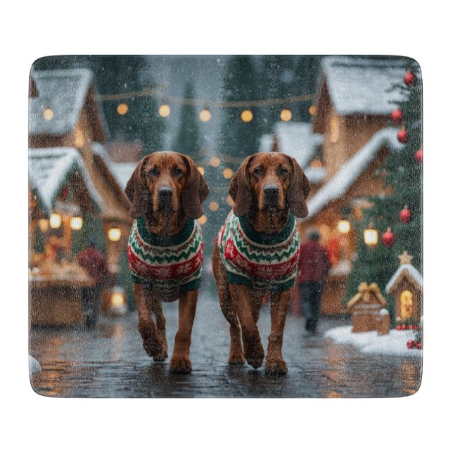 Treeing Walker Coonhound Dogs Christmas Snow  Schneidebrett (Vorderseite)