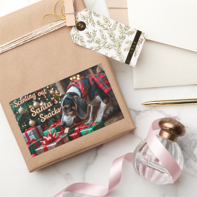 Treeing Walker Coonhound Feiertag Weihnachten Rechteckiger Aufkleber (Schenken)