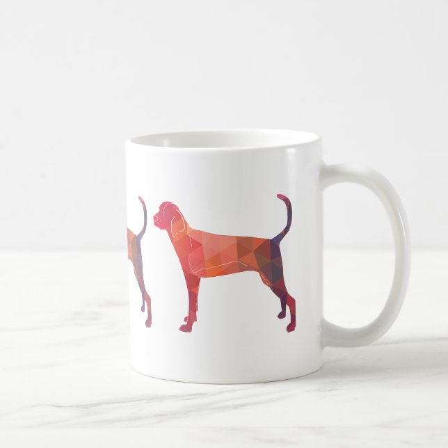 Treeing Walker Coonhound Geometrische Silhouette Kaffeetasse (Rechts)