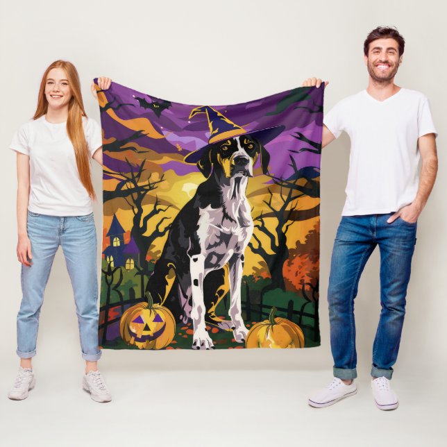 Treeing Walker Coonhound Halloween Hexenkürbis Fleecedecke (Beispiel)