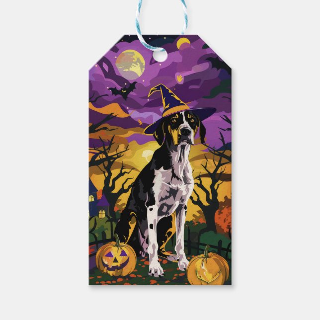Treeing Walker Coonhound Halloween Hexenkürbis Geschenkanhänger (Vorderseite)