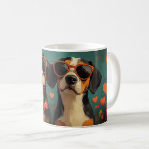Treeing Walker Coonhound Herz Valentinstag Kaffeetasse